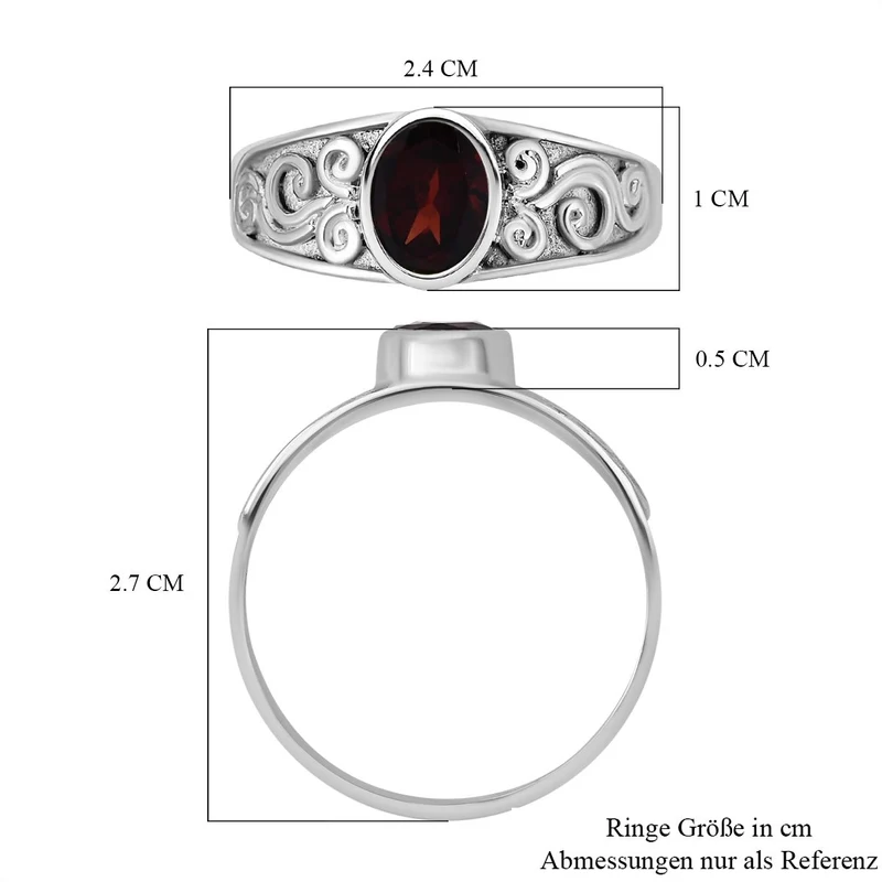 Royal Bali Kollektion - Roter Granat Ring, 925 Silber ca. 1,51 ct
