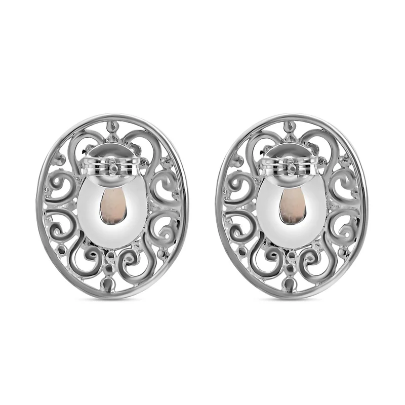Royal Bali Kollektion - Regenbogen Mondstein Ohrringe 925 Silber ca. 2.53 ct