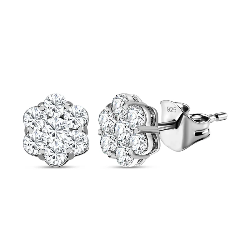 LUSTRO STELLA - AAA Zirkonia Ohrringe, 925 Silber platiniert, ca. 3.05 ct