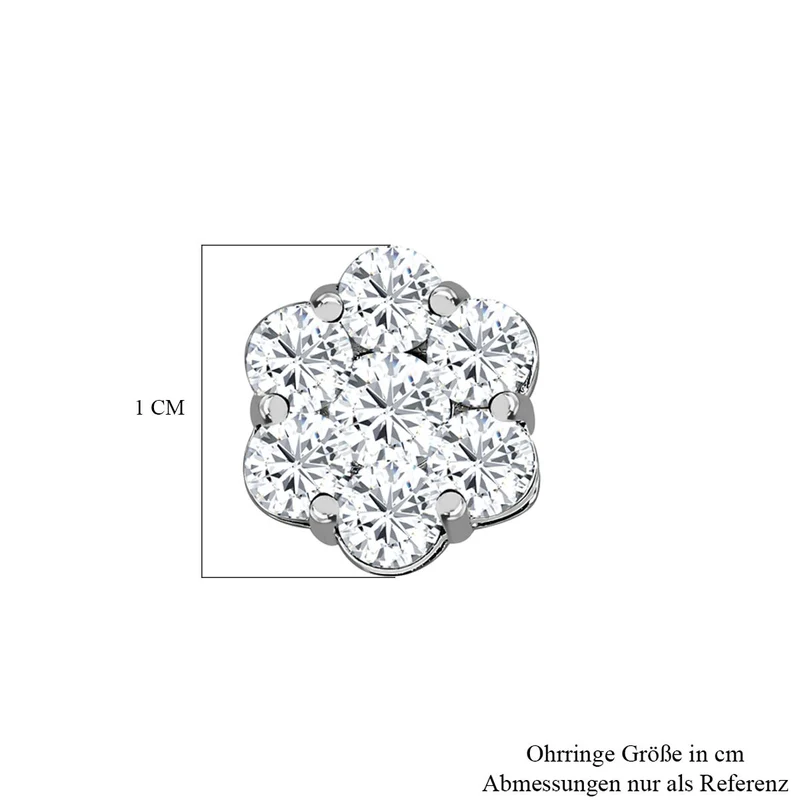 LUSTRO STELLA - AAA Zirkonia Ohrringe, 925 Silber platiniert, ca. 3.05 ct