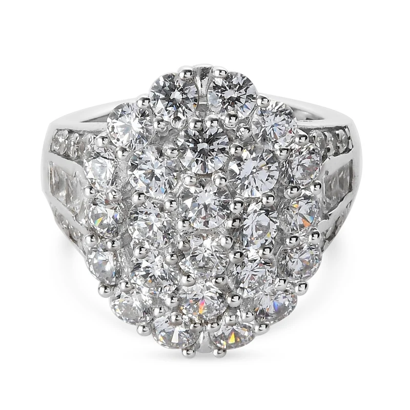 LUSTRO STELLA Hergestellt mit Feinster ZIRKONIA Ring 925 Silber platiniert ca. 7,97 ct