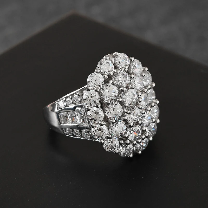 LUSTRO STELLA Hergestellt mit Feinster ZIRKONIA Ring 925 Silber platiniert ca. 7,97 ct