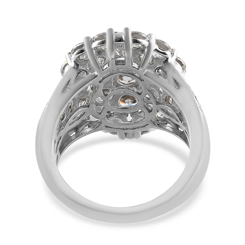 LUSTRO STELLA Hergestellt mit Feinster ZIRKONIA Ring 925 Silber platiniert ca. 7,97 ct