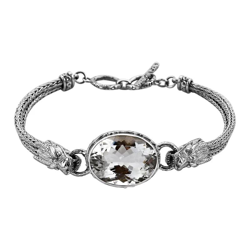 Royal Bali - Prasiolite Armband, ca. 19 cm, 925 Silber, ca. 26.22 ct