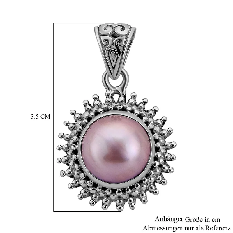 Royal Bali Kollektion - weiße Mabe Perle Anhänger 925 Silber