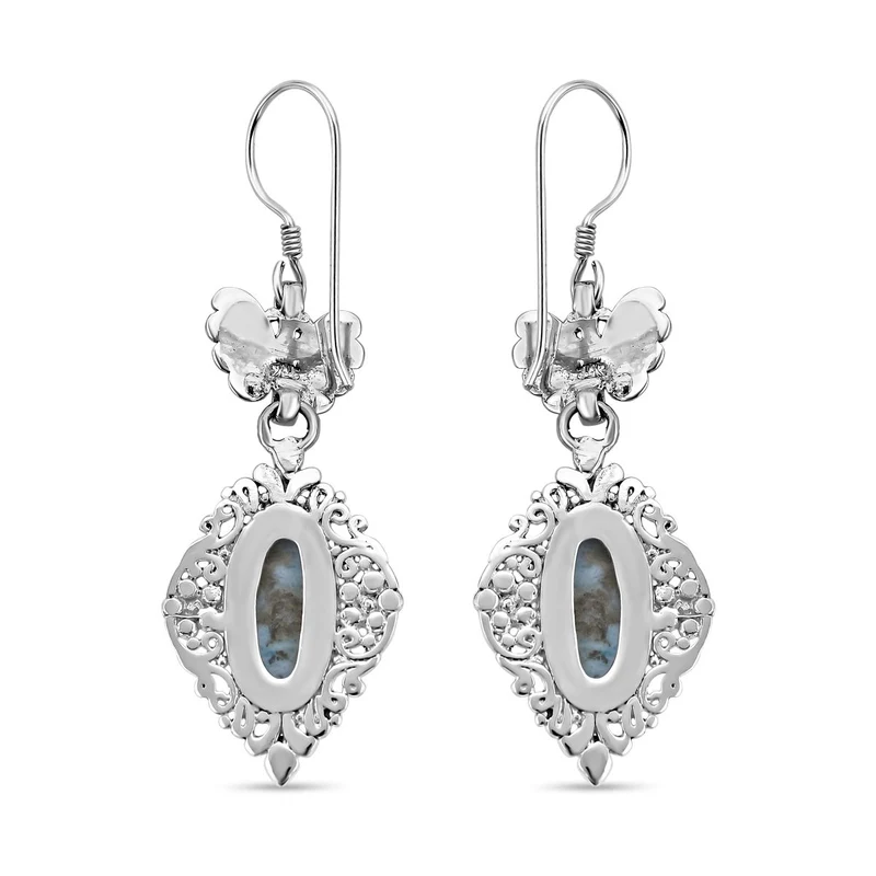 Royal Bali - Larimar Ohrringe, 925 Silber, ca. 12.07 ct