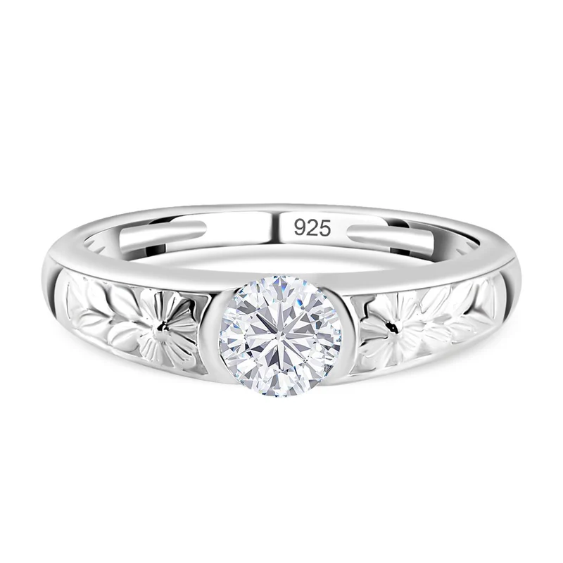Lustro Stella - Weißer Zirkonia Ring, 925 Silber ca. 0.89 ct