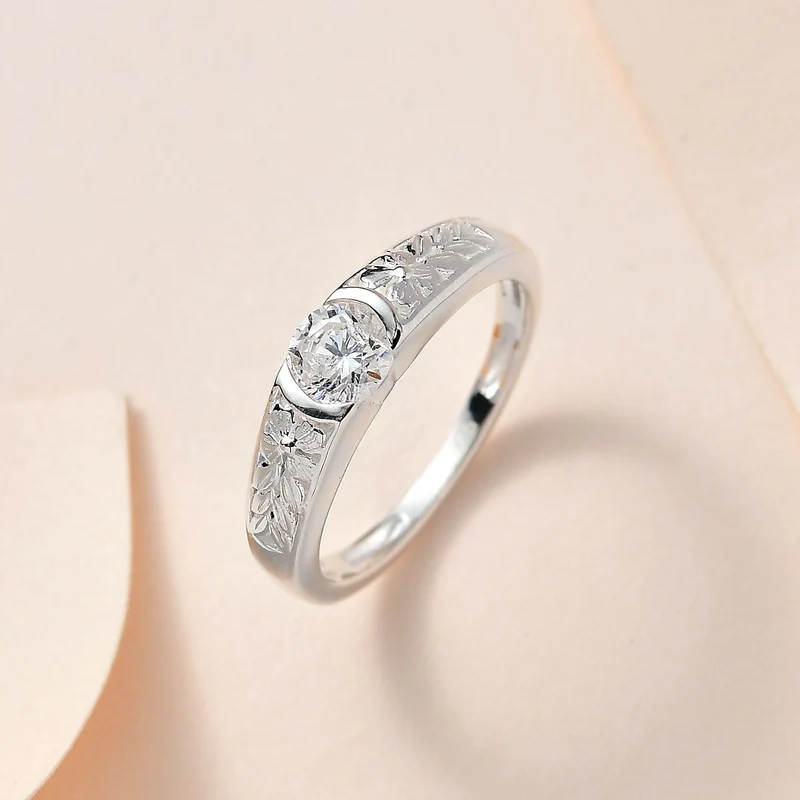 Lustro Stella - Weißer Zirkonia Ring, 925 Silber ca. 0.89 ct