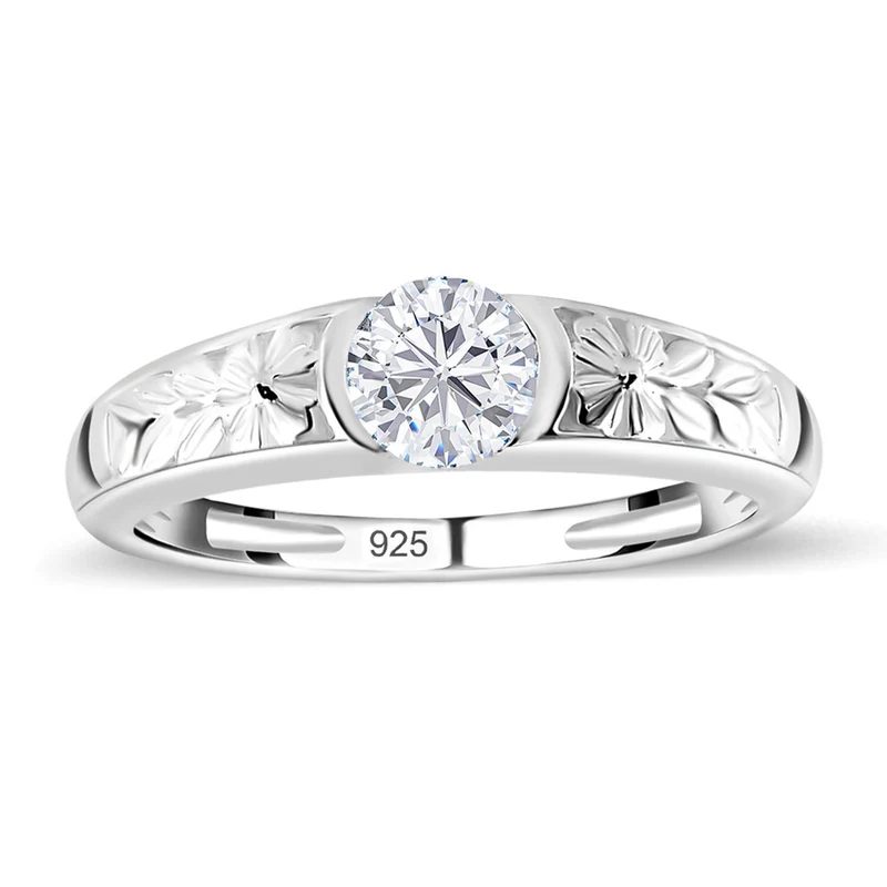 Lustro Stella - Weißer Zirkonia Ring, 925 Silber ca. 0.89 ct