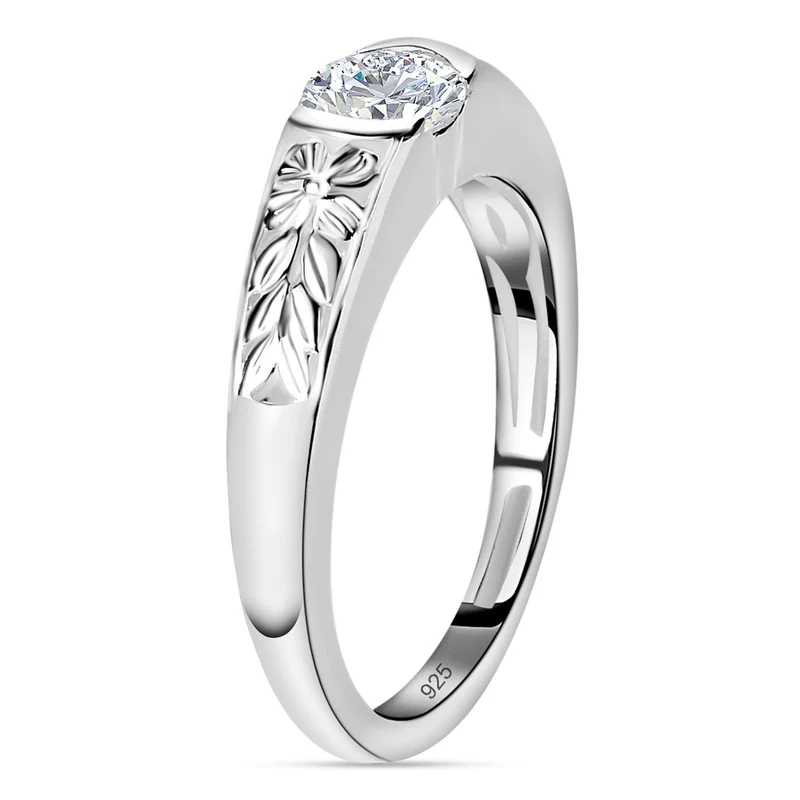 Lustro Stella - Weißer Zirkonia Ring, 925 Silber ca. 0.89 ct