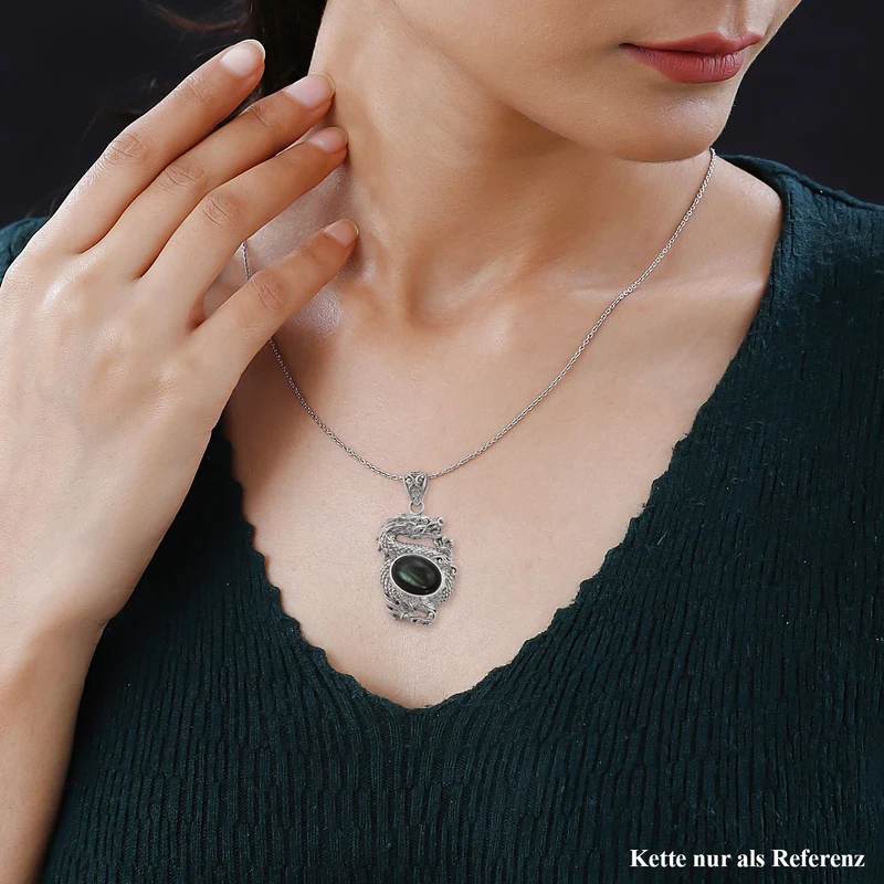 Royal Bali Kollektion - Labradorit Anhänger 925 Silber ca. 10.00 ct