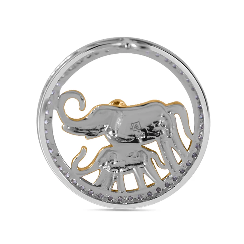 LUSTRO STELLA - Weißer Zirkonia Anhänger, 925 Silber, Elefantenmuster, 0.86 ct