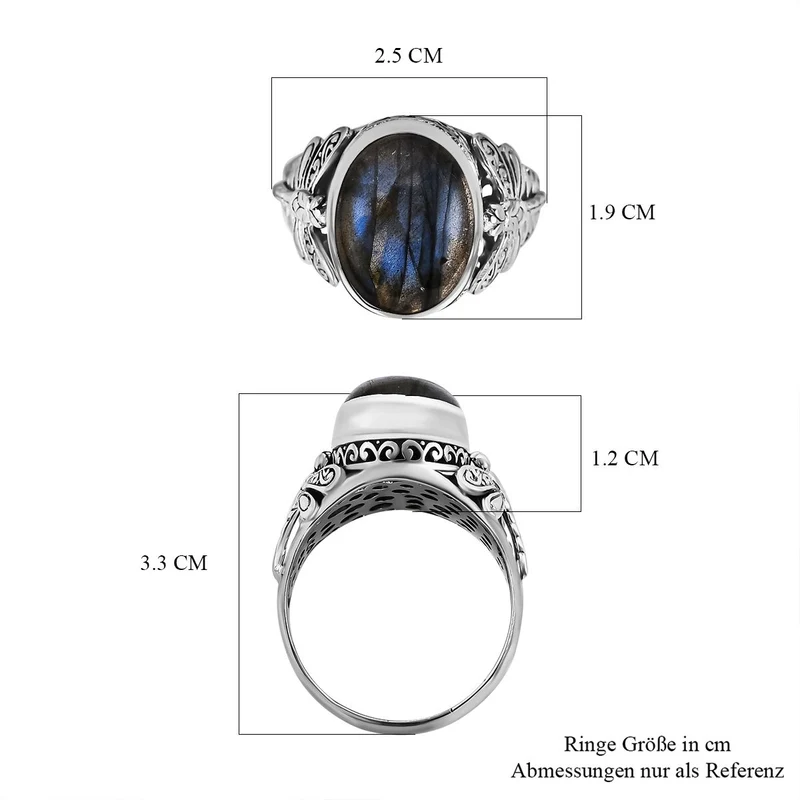 Royal Bali - Labradorit Ring 925 Silber ca. 9.77 ct