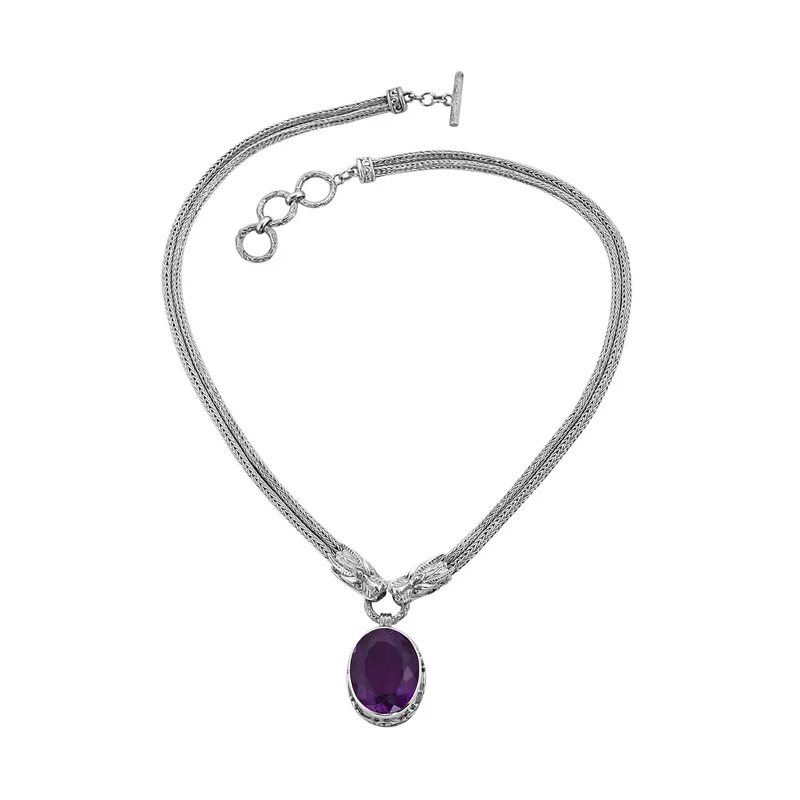 Royal Bali - Afrikanischer Amethyst Halskette, ca. 50 cm, 925 Silber, ca. 23.72 ct