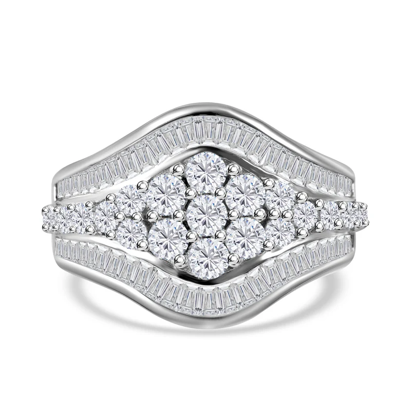 LUSTRO STELLA - Weißer Zirkonia Ring, 925 Silber rhodiniert, ca. 2.54 ct