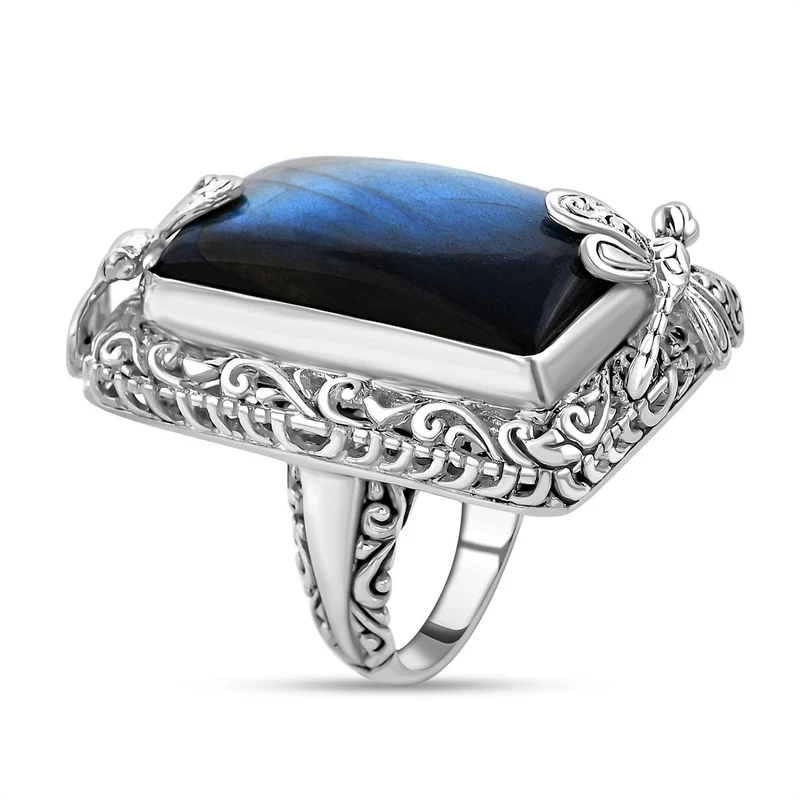 Royal Bali Kollektion - Labradorit Ring, 925 Silber ca. 25.27 ct