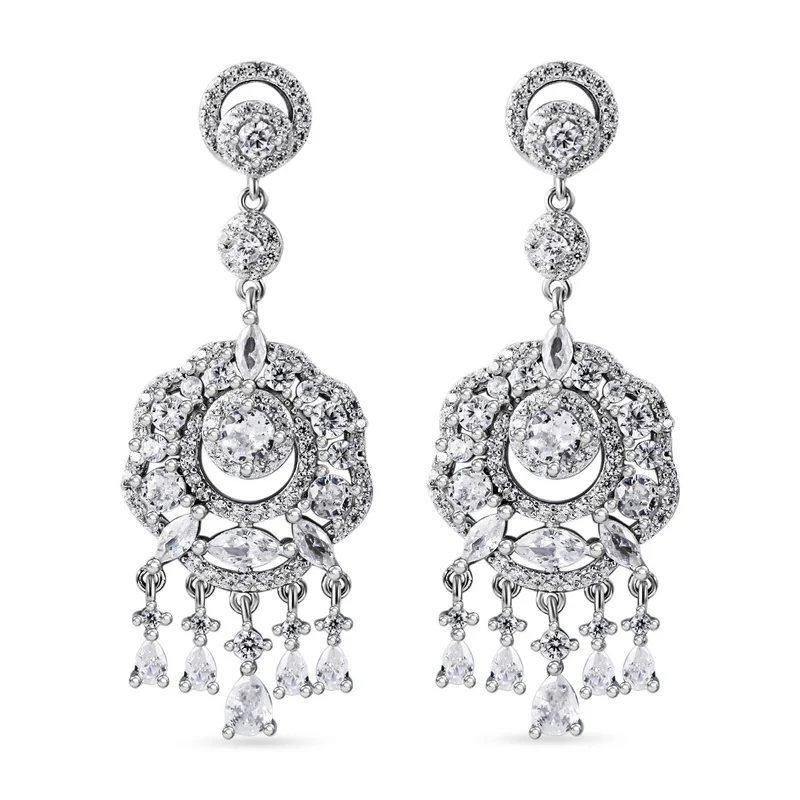 LUSTRO STELLA - Weißer Zirkonia Ohrringe, 925 Silber rhodiniert, ca. 7.92 ct