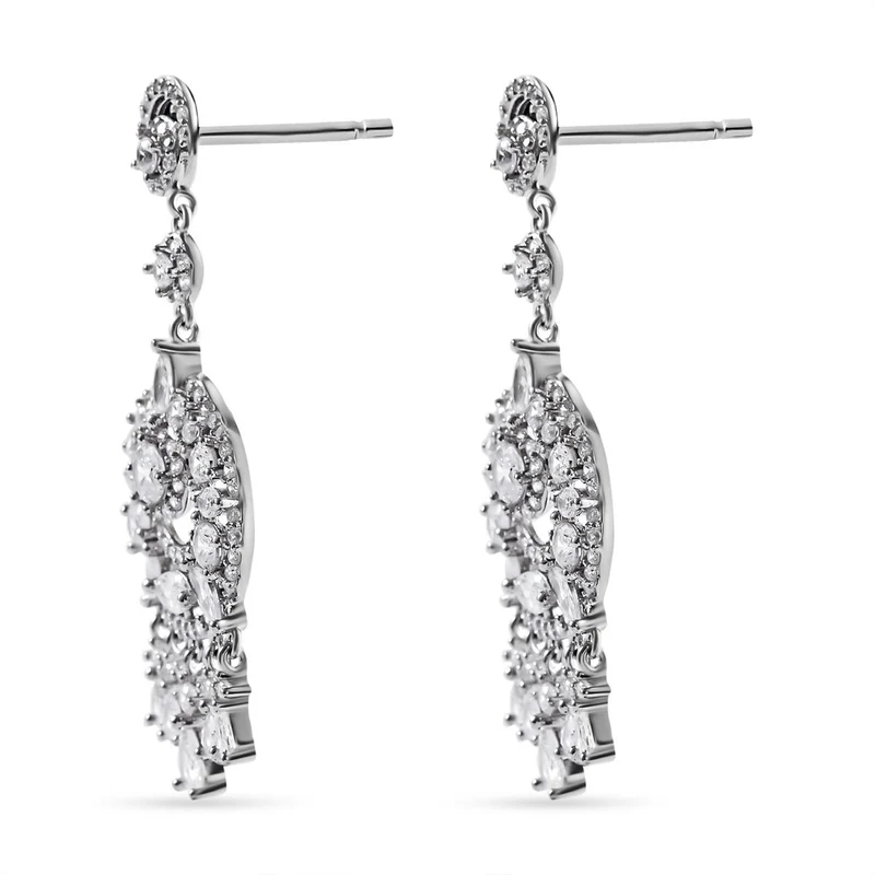 LUSTRO STELLA - Weißer Zirkonia Ohrringe, 925 Silber rhodiniert, ca. 7.92 ct