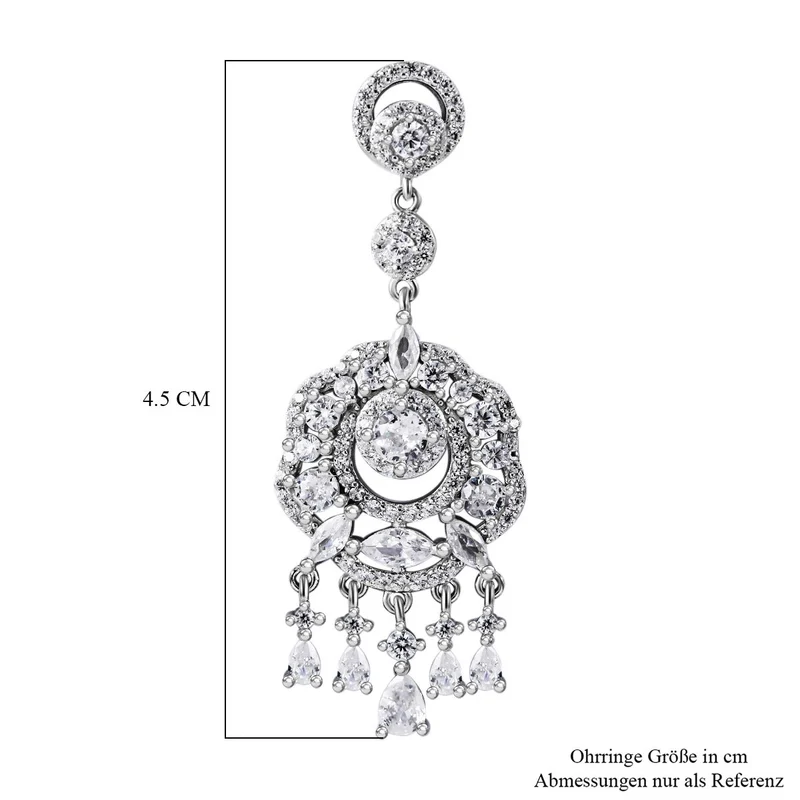 LUSTRO STELLA - Weißer Zirkonia Ohrringe, 925 Silber rhodiniert, ca. 7.92 ct