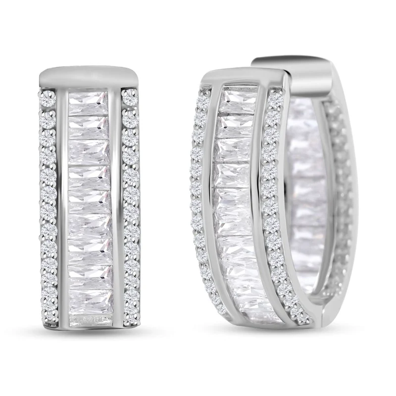 LUSTRO STELLA - Weißer Zirkonia Ohrringe, 925 Silber rhodiniert, ca. 4.89 ct
