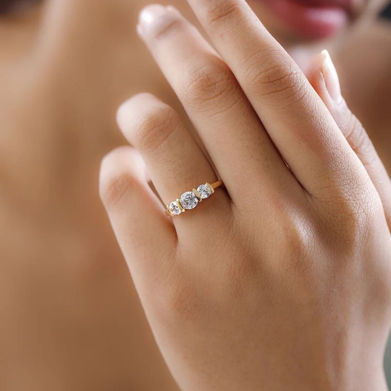 Zirkonia Ring, 925 Silber vergoldet, , ca. 1.78 ct