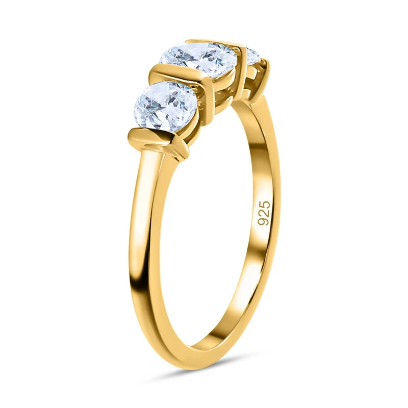 Zirkonia Ring, 925 Silber vergoldet, , ca. 1.78 ct