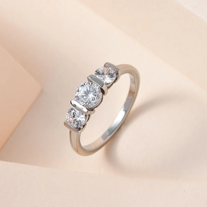 Zirkonia Ring, 925 Silber vergoldet, , ca. 1.78 ct