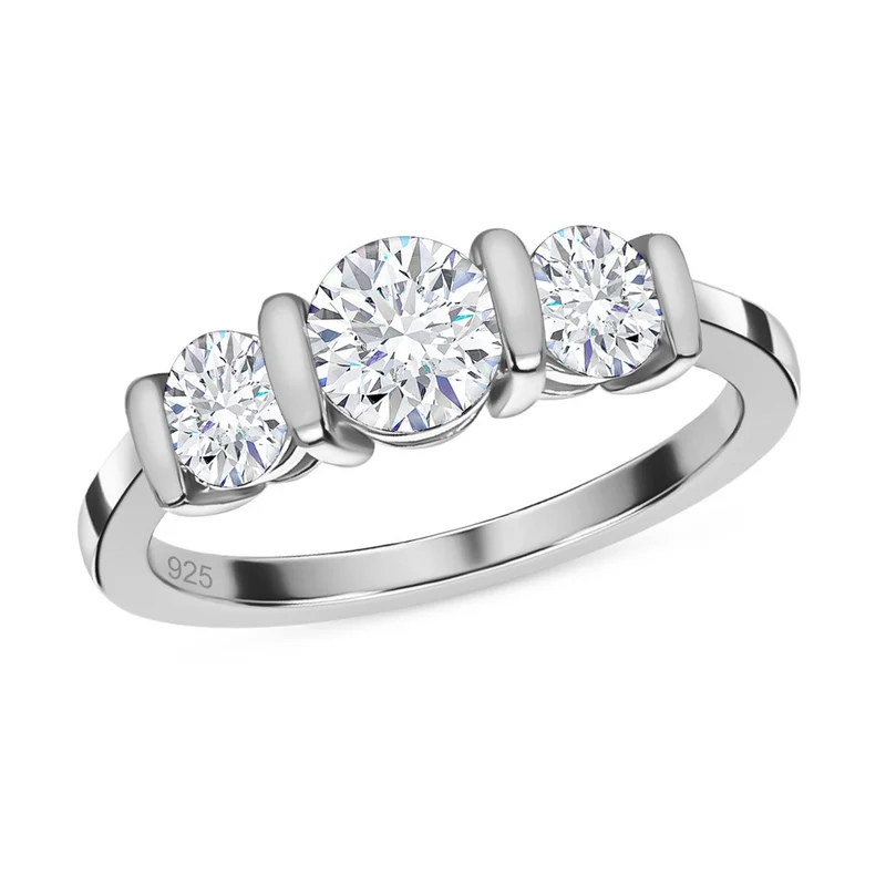Zirkonia Ring, 925 Silber vergoldet, , ca. 1.78 ct