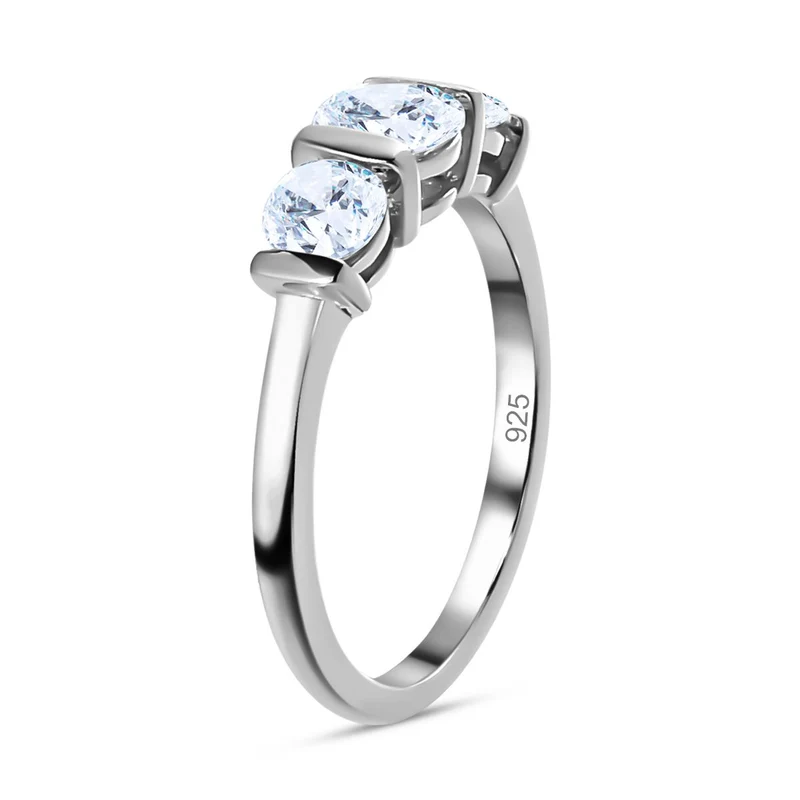 Zirkonia Ring, 925 Silber vergoldet, , ca. 1.78 ct