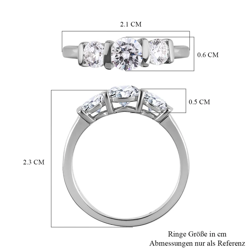 Zirkonia Ring, 925 Silber vergoldet, , ca. 1.78 ct