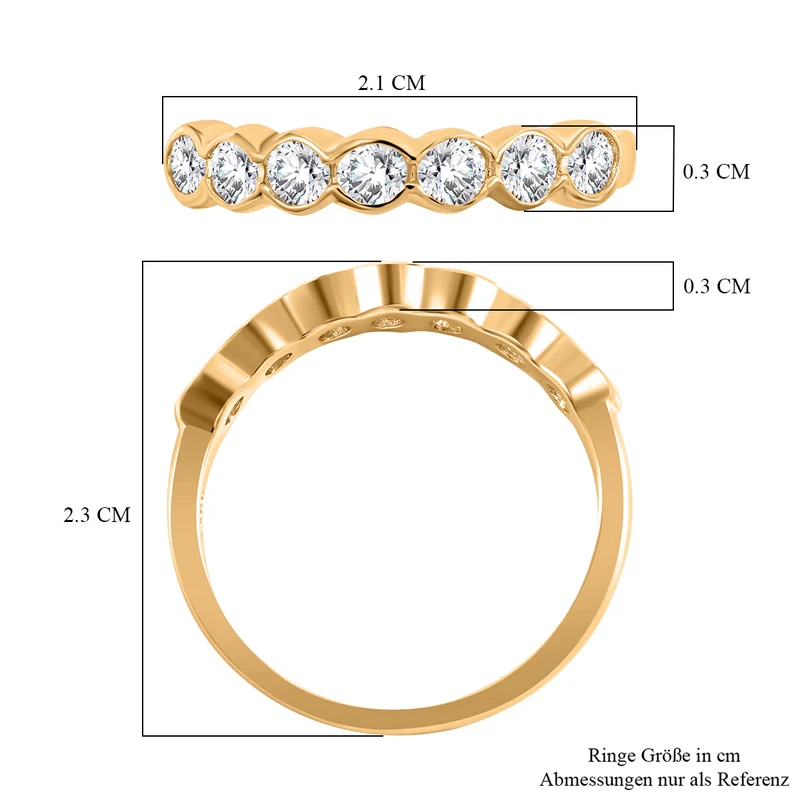 Lustro Stella - Weißer Zirkonia Ringe 925 Silber Gelbgold Vermeil ca. 1.48 ct