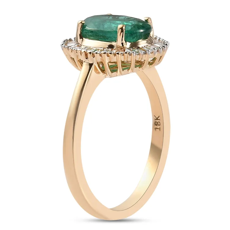 ILIANA AAAA Smaragd und Diamant-Ring, 750 Gelbgold ca. 1.98 ct