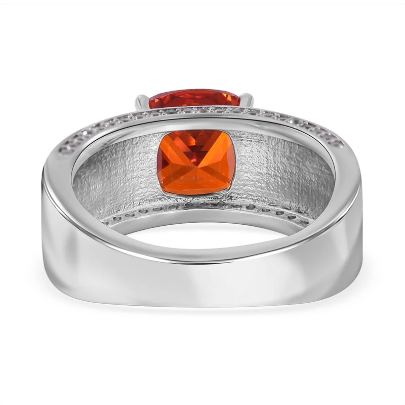 LUSTRO STELLA - Orange Zirkonia, weißer Zirkonia Ring, 925 Silber rhodiniert ca. 6.49 ct