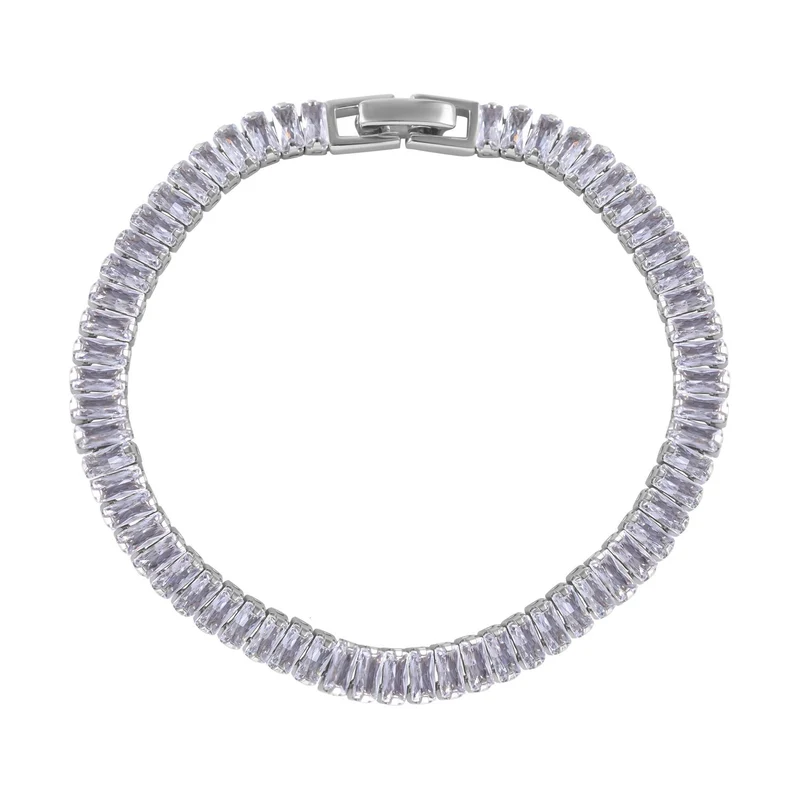 LUSTRO STELLA - Weißer Zirkonia Armband, ca. 19 cm, 925 Silber rhodiniert, ca. 21.92 ct