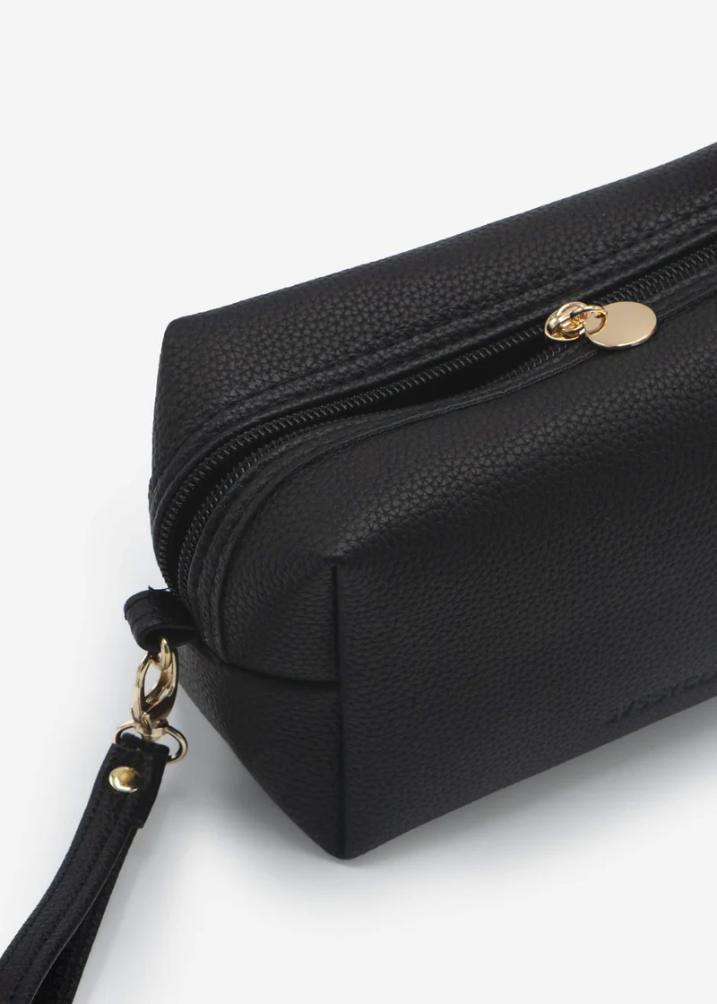 Kleine Kosmetiktasche mit Schlaufe - schwarz