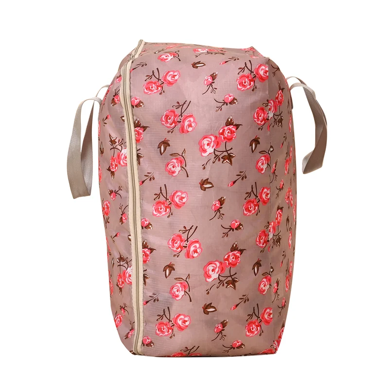 LIVMORE 3er Set Aufbewahrungstaschen mit Blumenmuster, 210D Oxford Gewebe, Blau