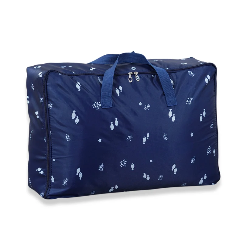 LIVMORE 3er Set Aufbewahrungstaschen mit Blumenmuster, 210D Oxford Gewebe, Blau
