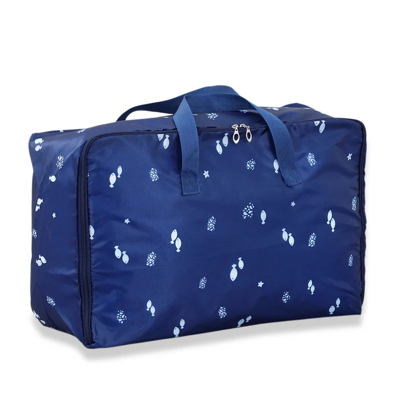LIVMORE 3er Set Aufbewahrungstaschen mit Blumenmuster, 210D Oxford Gewebe, Blau