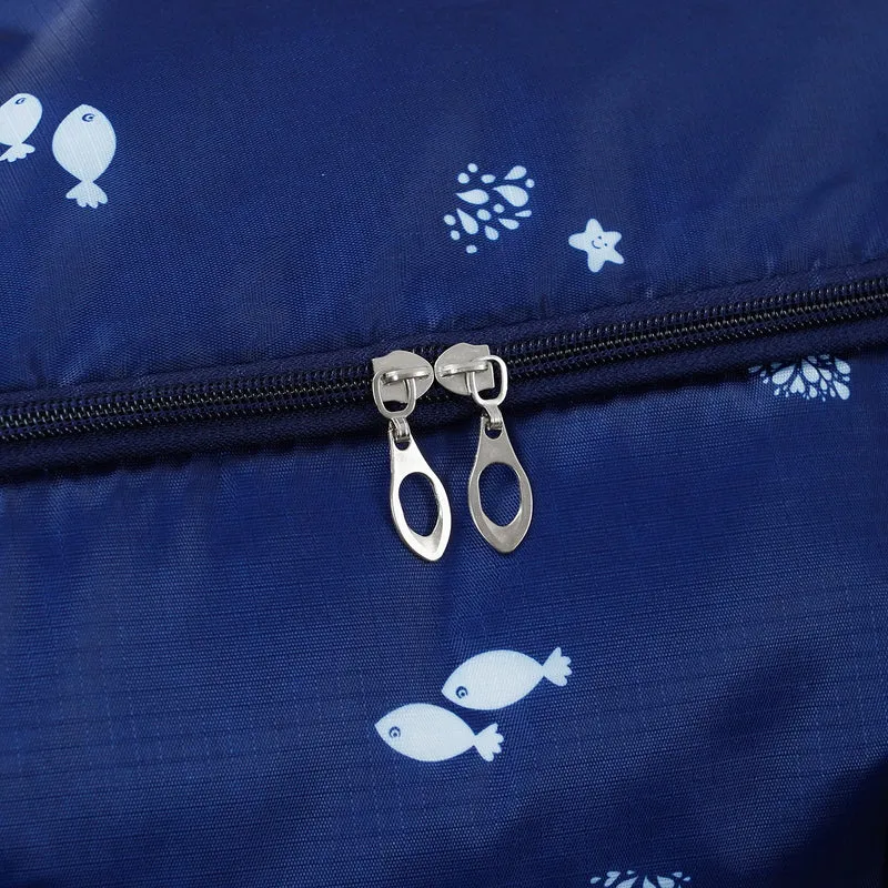 LIVMORE 3er Set Aufbewahrungstaschen mit Blumenmuster, 210D Oxford Gewebe, Blau