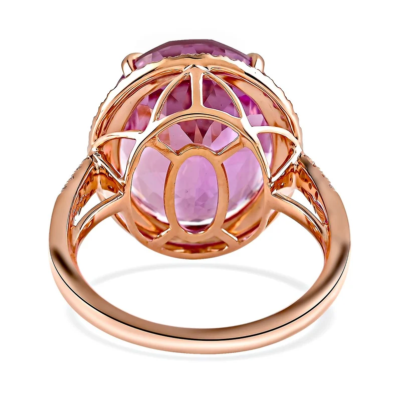 Iliana AAA Patroke Kunzit und weißer Diamant-Ring, SI G-H, zertifiziert und geprüft, 750 Roségold ca. 18.85 ct