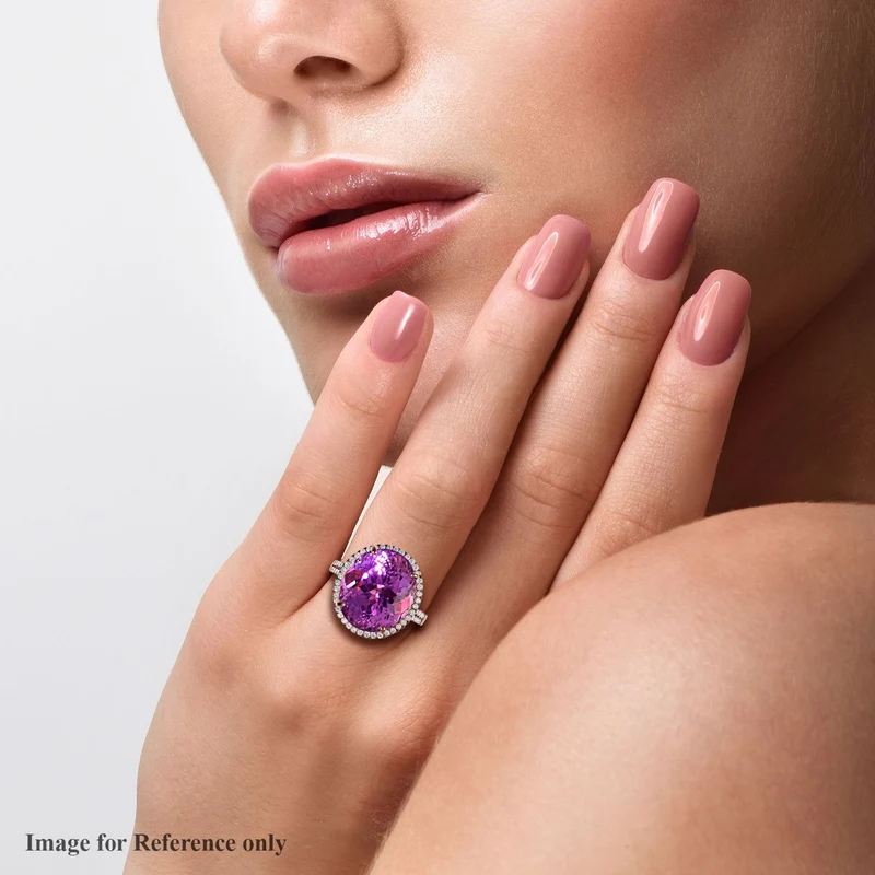 Iliana AAA Patroke Kunzit und weißer Diamant-Ring, SI G-H, zertifiziert und geprüft, 750 Roségold ca. 18.85 ct