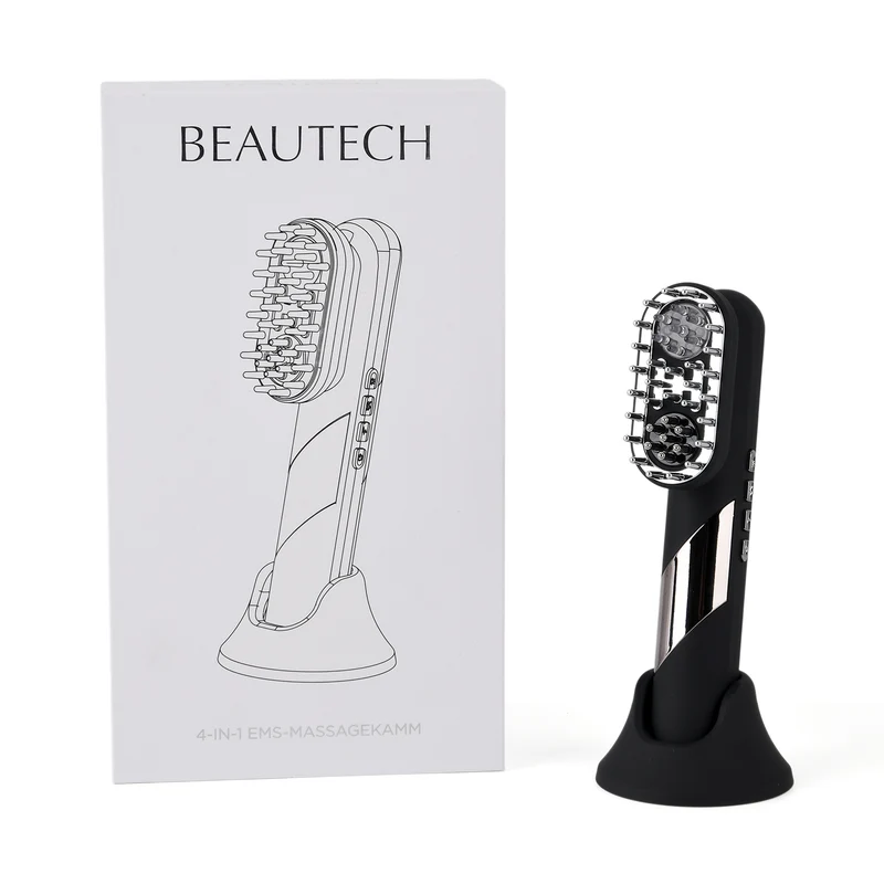 Beautech 4 in 1 Elektrisches Kopfhautmassagegerät mit 1800 mAh Akku, Schwarz Matt