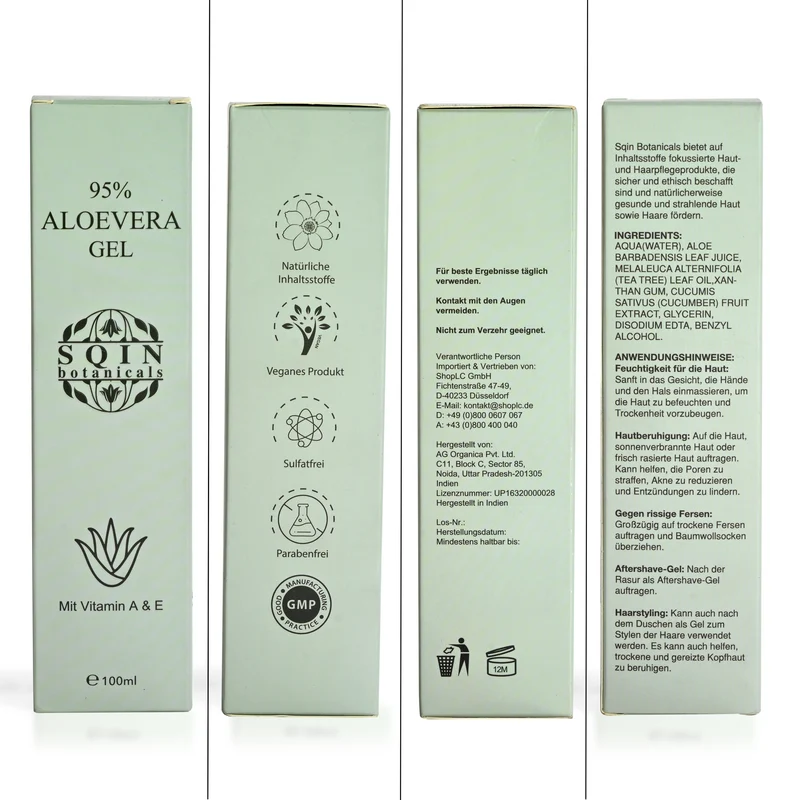SQIN Botanicals Aloe-Vera-Gel mit Vitamin A und E, 100ml