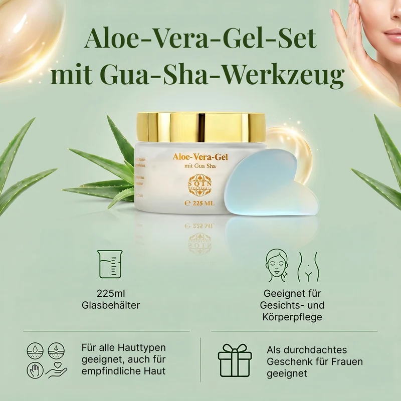 SQIN Botanicals - Aloe Vera Gel Set 225 ml mit Labradorit Gua Sha