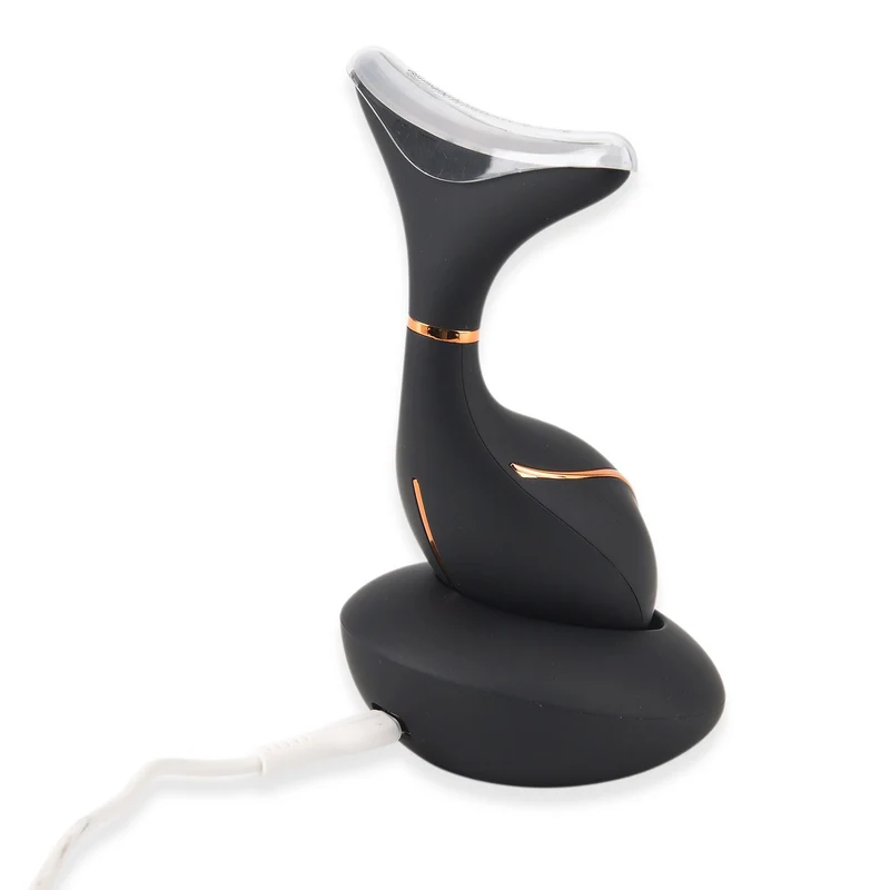BEAUTECH Gesichts und Halsbehandlungs massagegerät, mit Nano-Lichttherapie, 1640 mAh, Schwarz