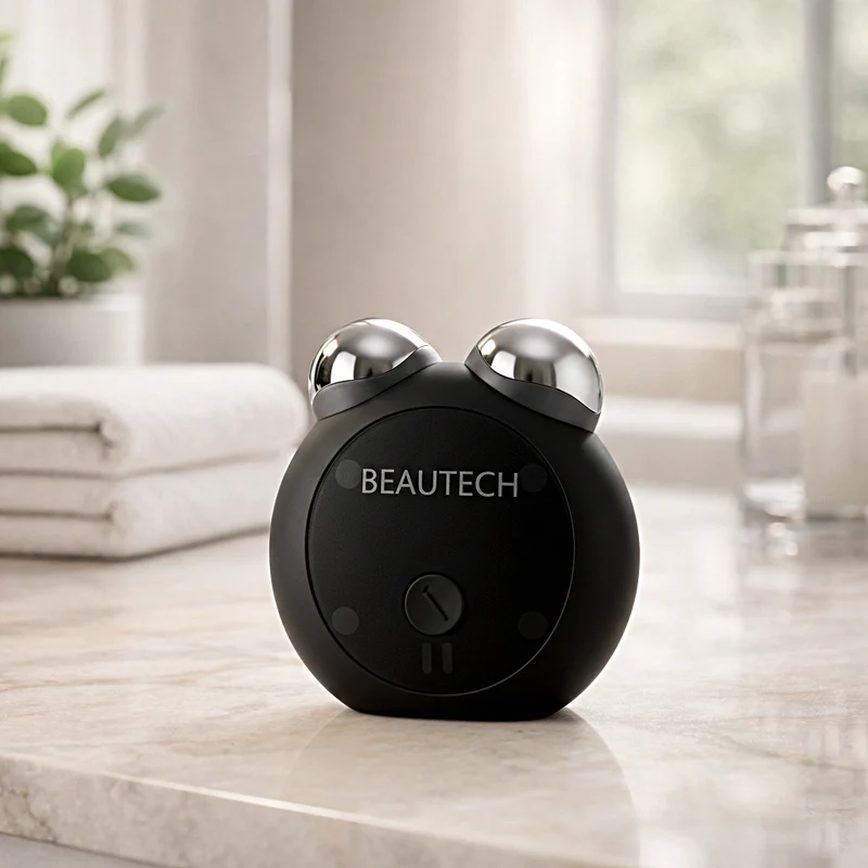 BEAUTECH - Mini-Gesichtsmassager, EMS-Technologie, PC-Material, 27.7x47x177 mm, Weiß Matt