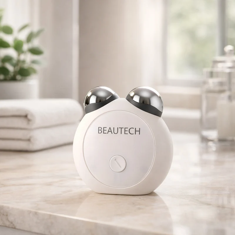 BEAUTECH - Mini-Gesichtsmassager, EMS-Technologie, PC-Material, 27.7x47x177 mm, Weiß Matt