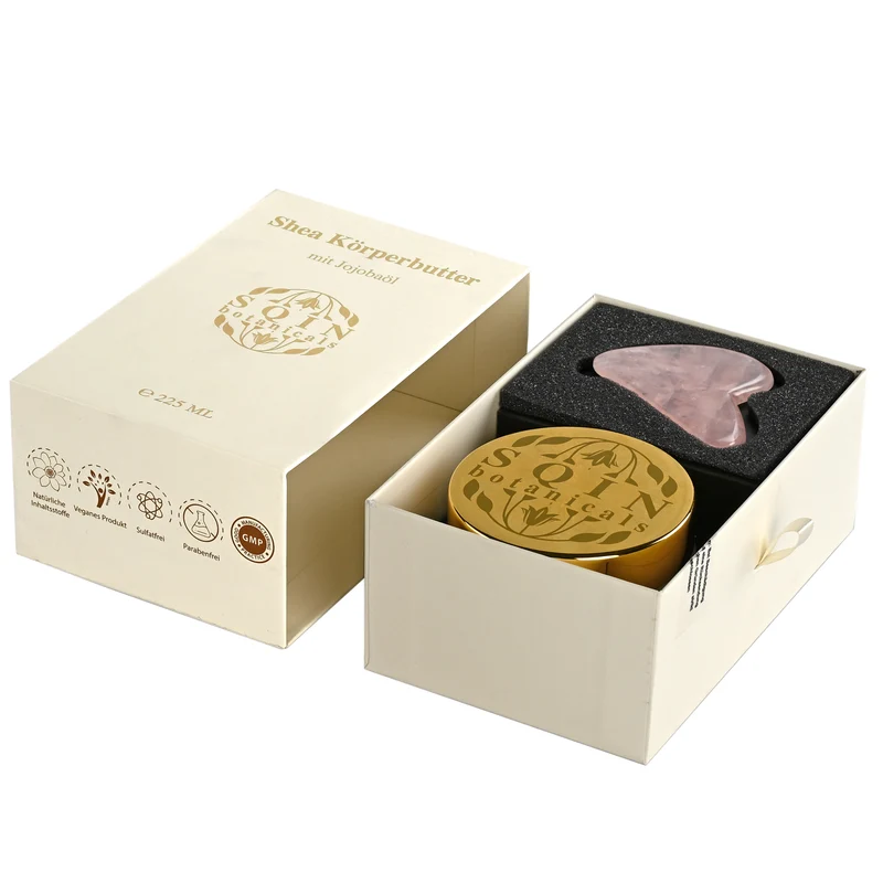 SQIN Botanicals - Shea Körperbutter mit Jojobaöl inkl. Amethyst Gua Sha, 225 ml