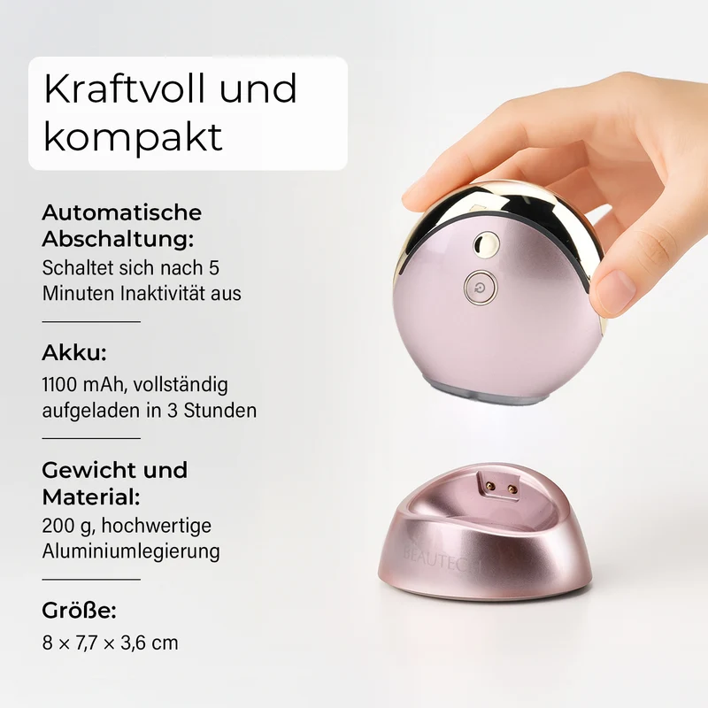 BEAUTECH - RF EMS Beauty-Gerät, 3 Modi, 3 Intensitätsstufen, Vibration, Aluminiumlegierung, mit Ladebasis, 80x77x36?mm, Silber