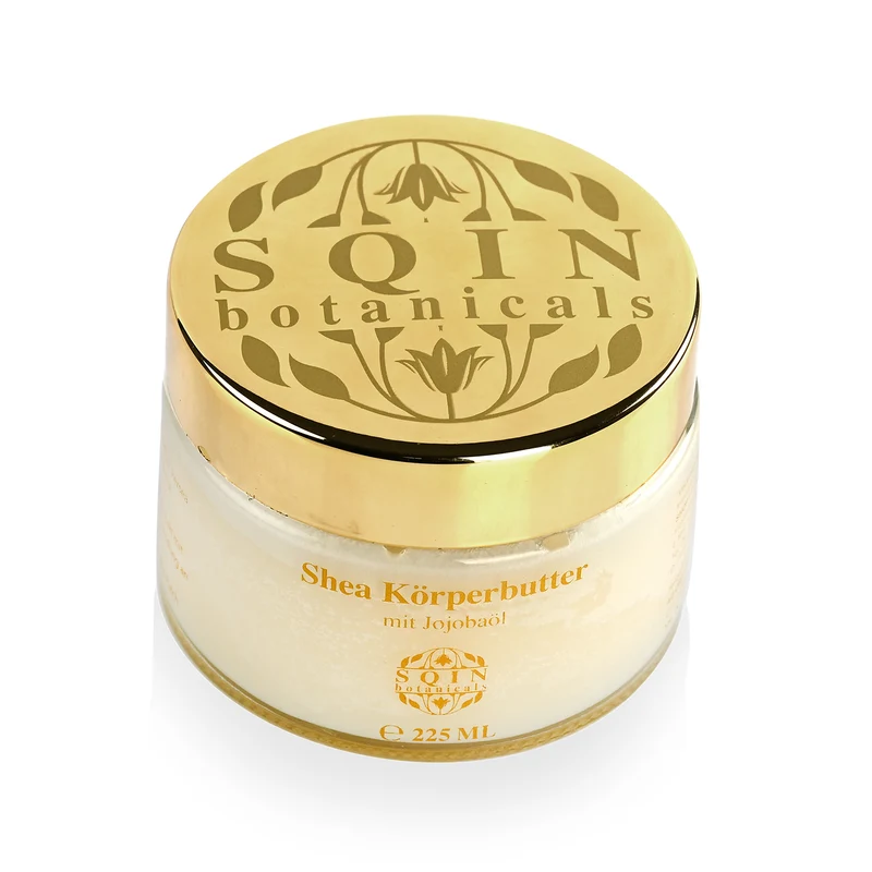 Shea Körperbutter mit Jojobaöl inkl. Rauchquarz Gua Sha, 225 ml